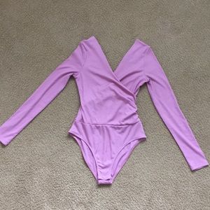 Long sleeve wrap body suit